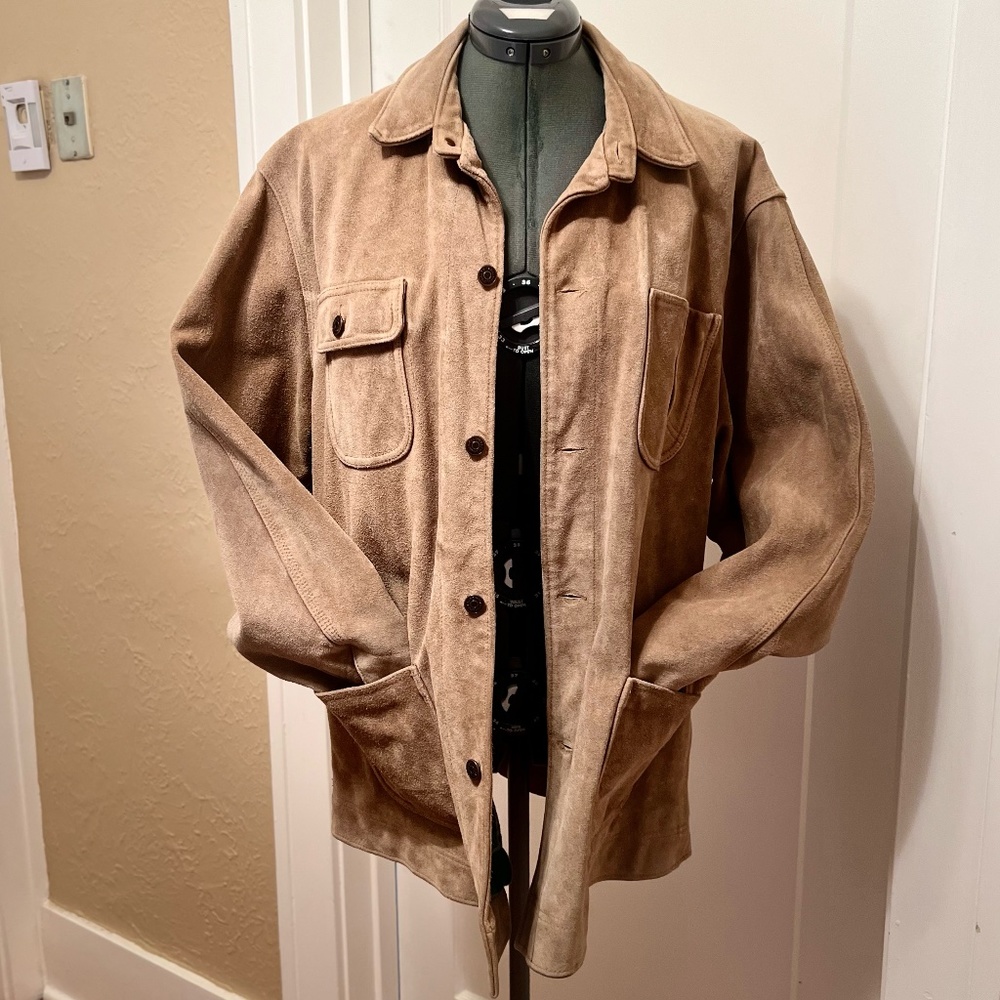 Ralph Lauren Polo Country Suede Flannel Jacket M Vintage 90s Hunting Field Coat - Picture 4 of 16